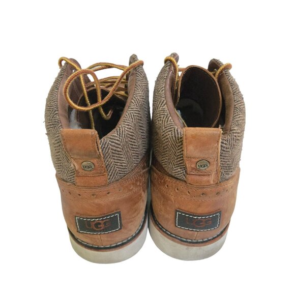 Ugg 3239 Brown Leather Wingtip Shearling Lined Vibram Sole Chukka Boots Size 12 - Picture 6 of 13